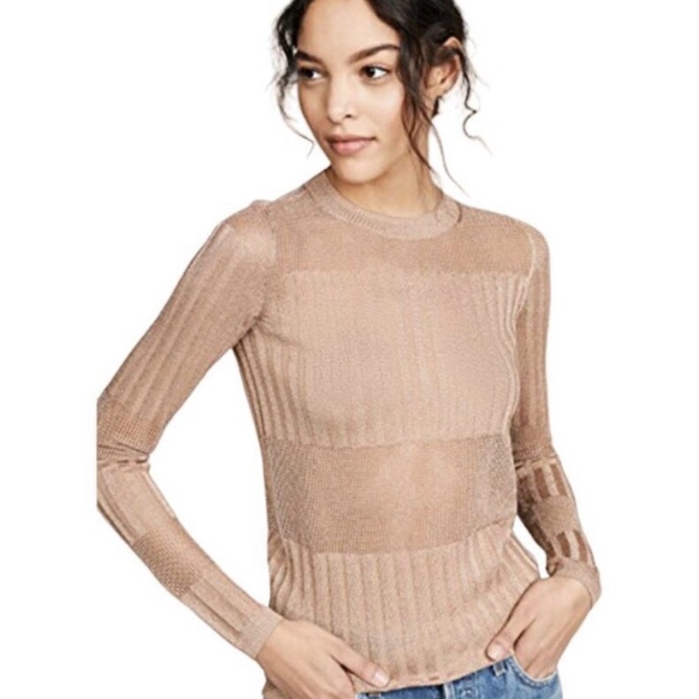 J BRAND Metallic Ribbed Knit Top – Size S